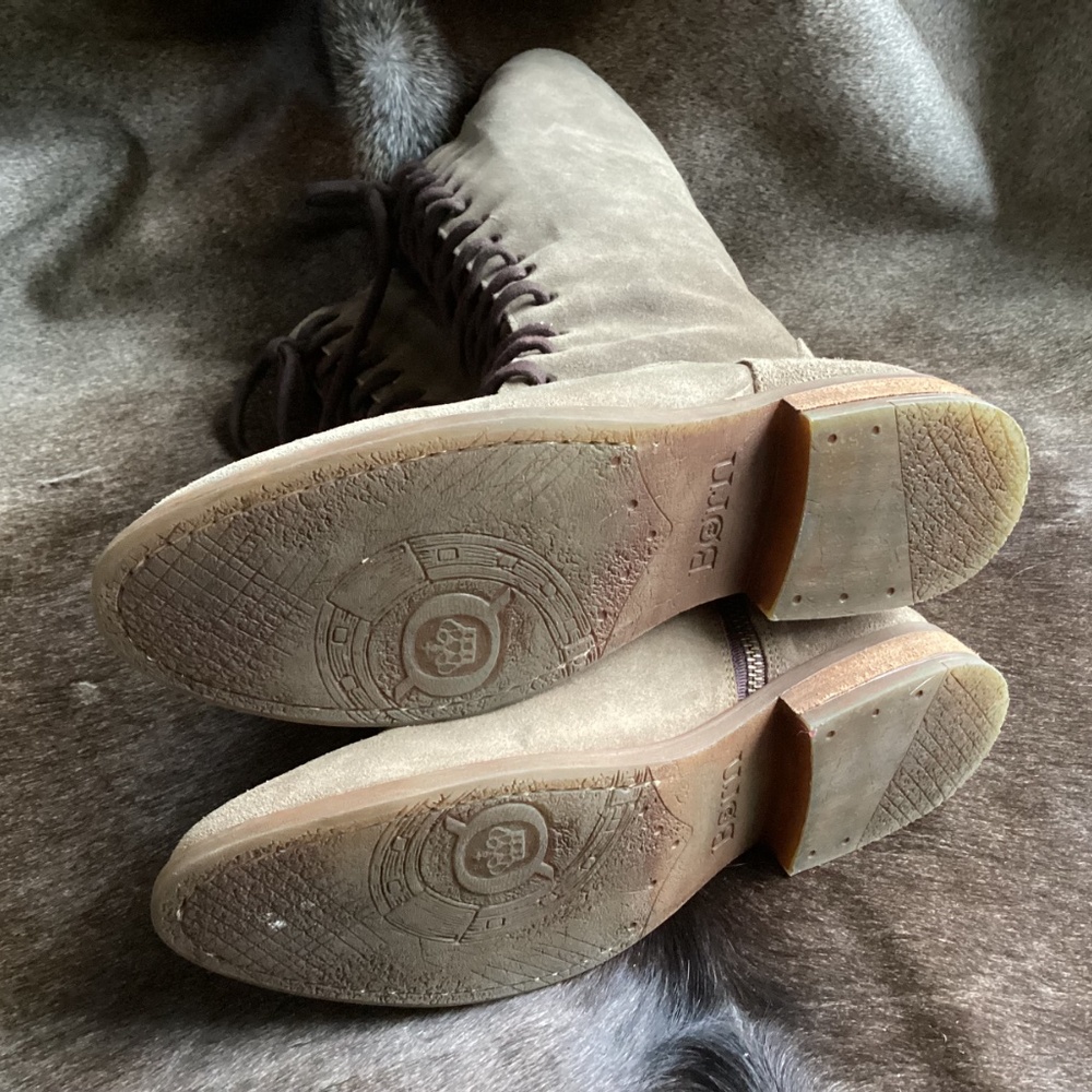 Born Brown Suede Leather Lace Up High Boots - Picture 5 of 15